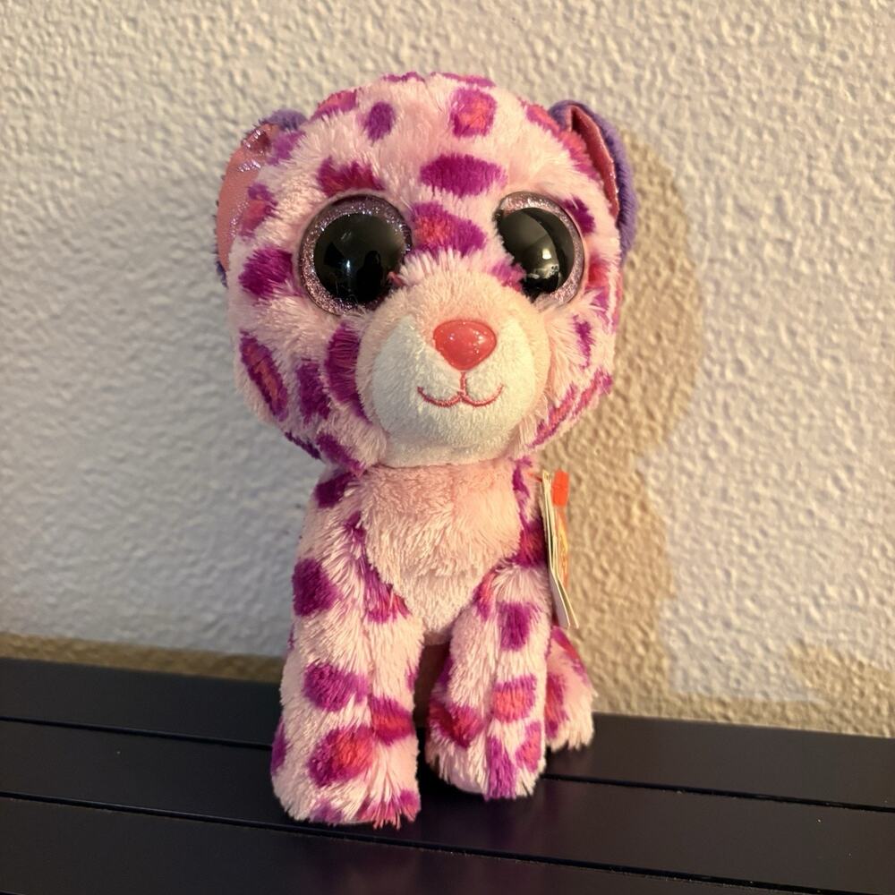 Ty Beanie Boos GLAMOUR The Cheetah 6" Plush Purple & Pink 2013 Retired With Tags